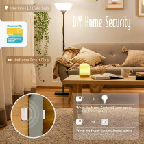 UniHoms Wifi Door, Window And Contact Sensor, Works With Amazon Alexa, Google Home Assistant And Siri