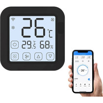 UK PLUS Smart Wifi IR Air Conditioner Controller Thermostat With Lcd Display App Control Temperature Humidity Sensor Compatible With Alexa Google Home For Mini Split Portable