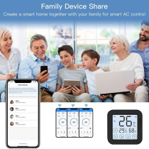 UK PLUS Smart Wifi IR Air Conditioner Controller Thermostat With Lcd Display App Control Temperature Humidity Sensor Compatible With Alexa Google Home For Mini Split Portable