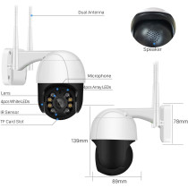 1080P Wi-Fi Smart Camera ,Outside 4X Digital Zoom ,Human Detected, Wireless Camera With 64Gb Memory Card , P2P Audio ,Security Cctv Camera
