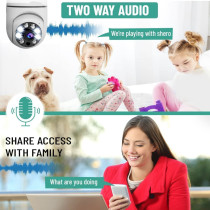 UK PLUS Wireless Home Camera, Light Bulb Camera 360A Full Hd 1080P Smart Home Camera, Smart Night Vision, Security Camera Indoor, Two Way Audio, Recording, Real Time Alert