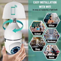 UK PLUS Wireless Home Camera, Light Bulb Camera 360A Full Hd 1080P Smart Home Camera, Smart Night Vision, Security Camera Indoor, Two Way Audio, Recording, Real Time Alert