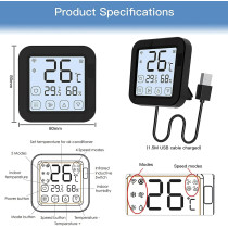 UK PLUS Smart Wifi IR Conditioner Controller Thermostat With Lcd Display App Control Temperature Humidity Sensor Compatible With Alexa Google Home For Mini Split Portable