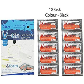 UK PLUS Self Setting Silicone Heat Proof Insulating Silicone - Mold Fix And Form Your Repair And Reinforce (Pack Of 10 Black)