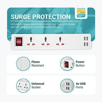 UniHoms - Wifi Power Outlet, Surge Protector With 3 Ac Outlet And 4 Usb Ports, Works With Amazon Alexa, Google Home Assistant And Siri