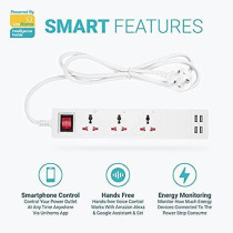 UniHoms - Wifi Power Outlet, Surge Protector With 3 Ac Outlet And 4 Usb Ports, Works With Amazon Alexa, Google Home Assistant And Siri