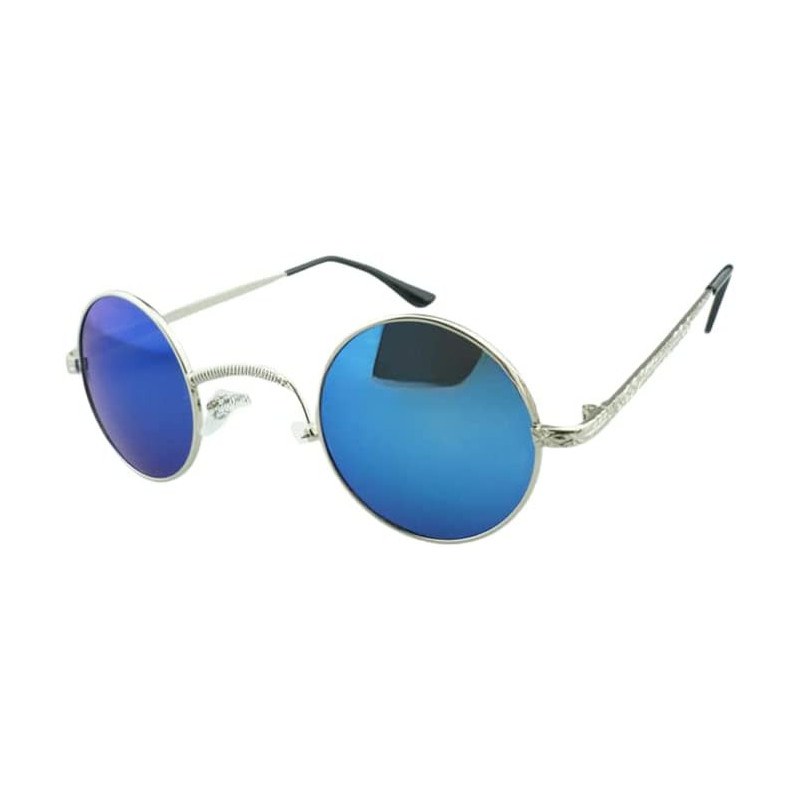 UK PLUS Unisex Sunglasses Round Metal- Uv Protection New Fashion Sunglasses(Blue)