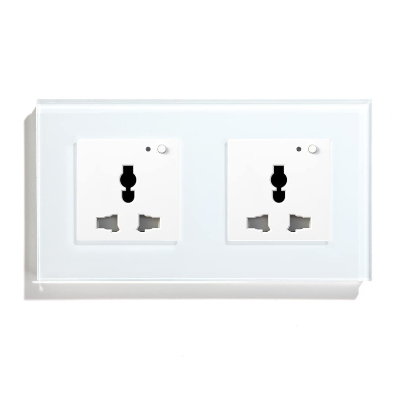 UK PLUS Wifi Smart Wall Socket, Glass Panel Outlet Remotely Controlled Works With Alexa/Google Home