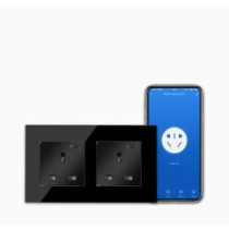 UK PLUS Wifi Smart Wall Socket, Glass Panel Outlet Remotely Controlled Works With Alexa/Google Home