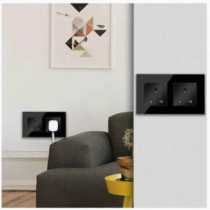 UK PLUS Wifi Smart Wall Socket, Glass Panel Outlet Remotely Controlled Works With Alexa/Google Home
