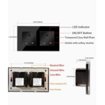 UK PLUS Wifi Smart Wall Socket, Glass Panel Outlet Remotely Controlled Works With Alexa/Google Home