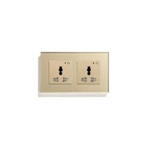UK PLUS Wifi Smart Wall Socket, Glass Panel Outlet Remotely Controlled Works With Alexa/Google Home(Golden)