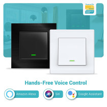 UniHoms Wifi Push Button Wall Switch - 1 Gang Switch, No Neutral Wire Needed, Works With Amazon Alexa, Google Home Assistant And Siri (1 Gang, White)