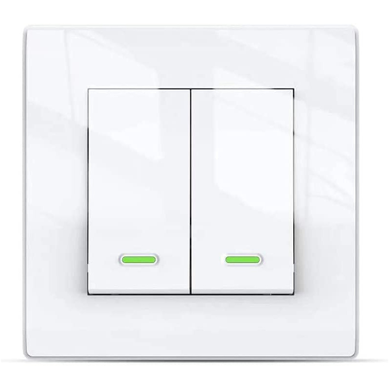 UniHoms Wifi Push Button 2Gang Wall Switch Works With Amazon Alexa, Google Home Assistant And Siri (2 Gang, White)