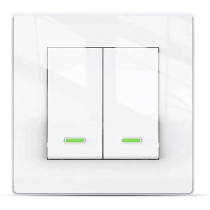 UK PLUS 2-Gang Wifi Push Button Wall Switch With Amazon Alexa, Google Home Assistant And Siri