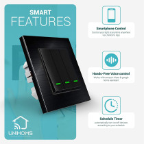 UK PLUS 2-Gang Wifi Push Button Wall Switch With Amazon Alexa, Google Home Assistant And Siri
