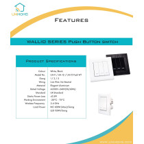 UK PLUS 2-Gang Wifi Push Button Wall Switch With Amazon Alexa, Google Home Assistant And Siri