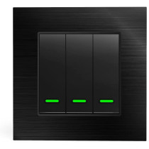 UniHoms Wifi Push Button Wall Switch - 1/2/3 Gang Switch, No Neutral Wire Needed, Works With Amazon Alexa, Google Home Assistant And Siri (3 Gang, Black)