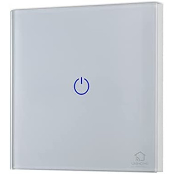 UniHoms Wifi Touch Wall Switch - 1 Gang Switch, No Neutral Wire Needed, Works With Amazon Alexa, Google Home Assistant And Siri (1 Pack)