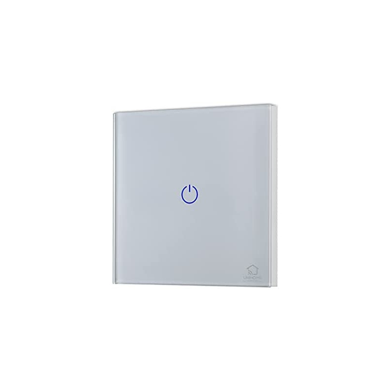 UniHoms Wifi Touch Wall Switch - 1 Gang Switch, No Neutral Wire Needed, Works With Amazon Alexa, Google Home Assistant And Siri (1 Pack)