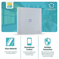UniHoms Wifi Touch Wall Switch - 1 Gang Switch, No Neutral Wire Needed, Works With Amazon Alexa, Google Home Assistant And Siri (1 Pack)