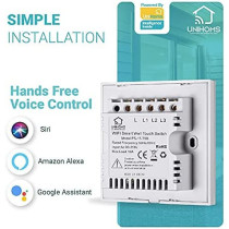 UniHoms Wifi Touch Wall Switch - 1 Gang Switch, No Neutral Wire Needed, Works With Amazon Alexa, Google Home Assistant And Siri (1 Pack)