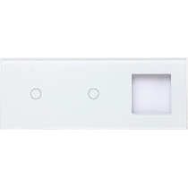UK PLUS Light Switch 2 Gang And 1 Glass Panel Compatible Wall Socket Touch Light Switch Ultraâ€‘Thin Panel Protection Smart Wall Light Switch (White)