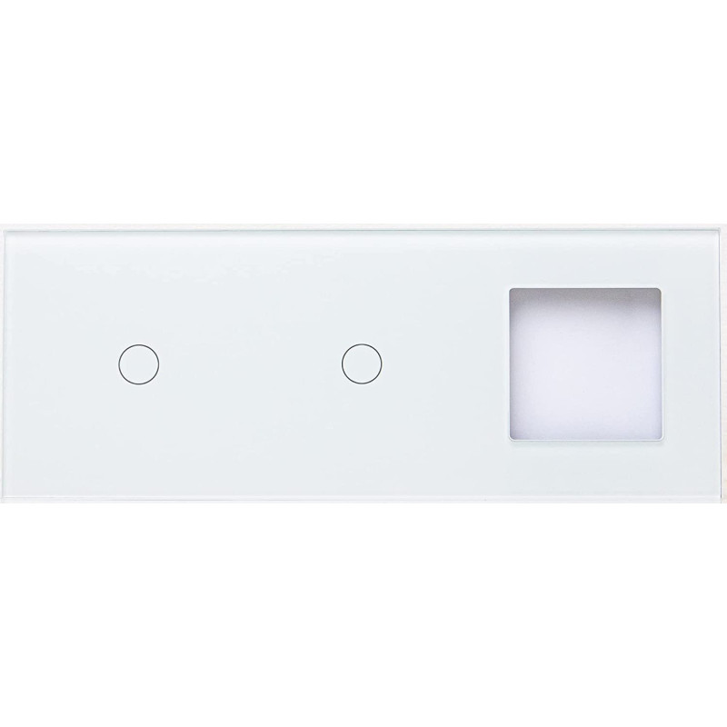 UK PLUS Light Switch 2 Gang And 1 Glass Panel Compatible Wall Socket Touch Light Switch Ultra‑Thin Panel Protection Smart Wall Light Switch (White)