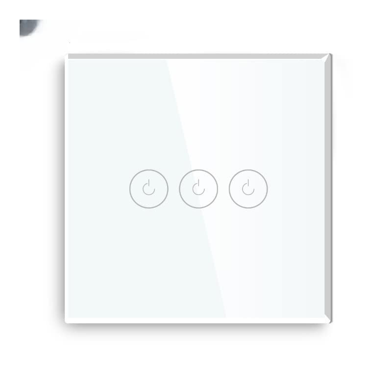 UK PLUS Smart Switch, Wifi Touch Wall Light Switches Works, 3 Gang With Capacitor, App Remote Control White