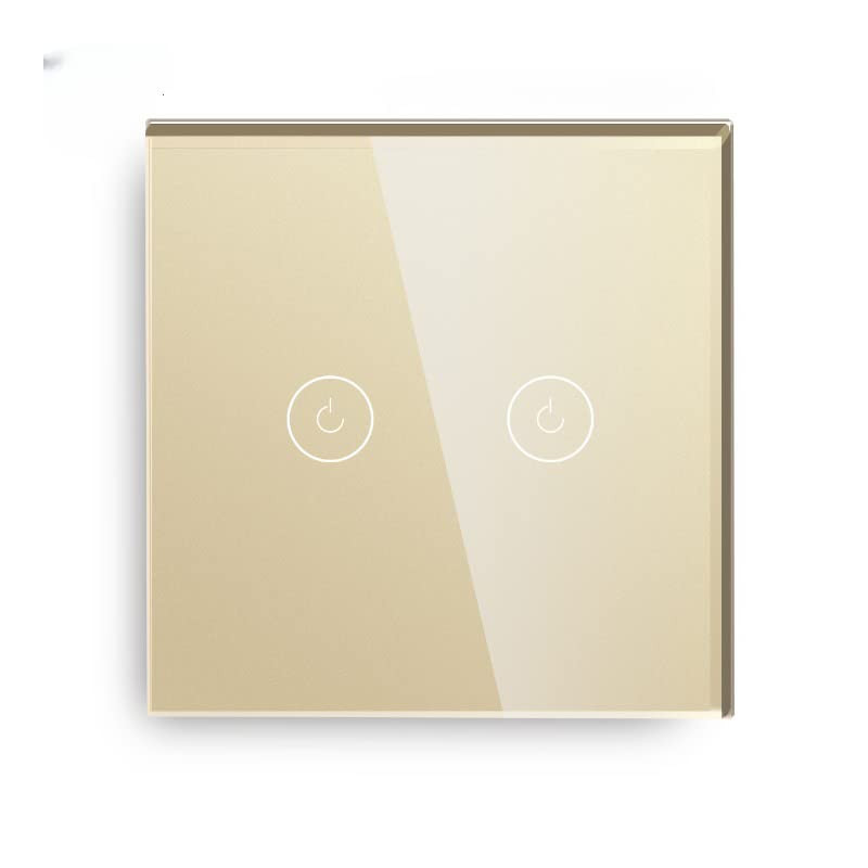 UK PLUS Smart Touch Switch, Wifi Touch Wall Light Switches, 2 Gang With Capacitor, App Remote Control Golden