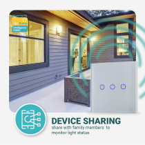 UniHoms Wifi Touch Wall 2 Gang Switch, No Neutral Wire Needed, Works With Amazon Alexa, Google Home Assistant And Siri