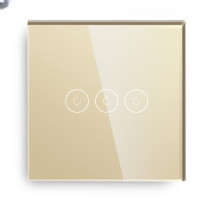 UK PLUS Smart Touch Switch, Wifi Touch Wall Light Switches, 3 Gang With Capacitor, App Remote Control Golden