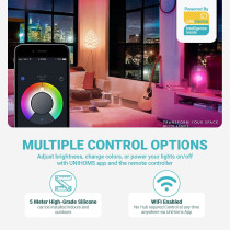 UniHoms Rgb Wifi Light Strip, 5 Meter High-Grade Silicon 16 Million Colors With App Control And Music Sync, Works With Amazon Alexa, Google Assistant & Siri (2 Packs)