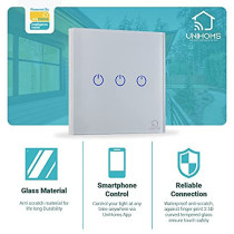 UniHoms Wifi Touch Wall Switch - 3 Gang Switch, No Neutral Wire Needed, Works With Amazon Alexa, Google Home Assistant And Siri