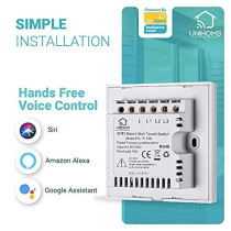 UniHoms Wifi Touch Wall Switch - 3 Gang Switch, No Neutral Wire Needed, Works With Amazon Alexa, Google Home Assistant And Siri