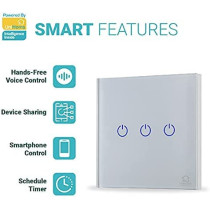 UniHoms Wifi Touch Wall Switch - 2 Gang Switch, No Neutral Wire Needed, Works With Amazon Alexa, Google Home Assistant And Siri (4 Packs)