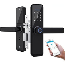 UK PLUS Smart Lock Smart Door Lock Bluetooth Fingerprint Lock App Control Work With Alexa Need Extra Gateway, Digital Door Lock With Reversible Handle For Home Apartment (Grey)