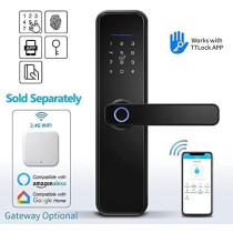 UK PLUS Smart Lock Smart Door Lock Bluetooth Fingerprint Lock App Control Work With Alexa Need Extra Gateway, Digital Door Lock With Reversible Handle For Home Apartment (Grey)