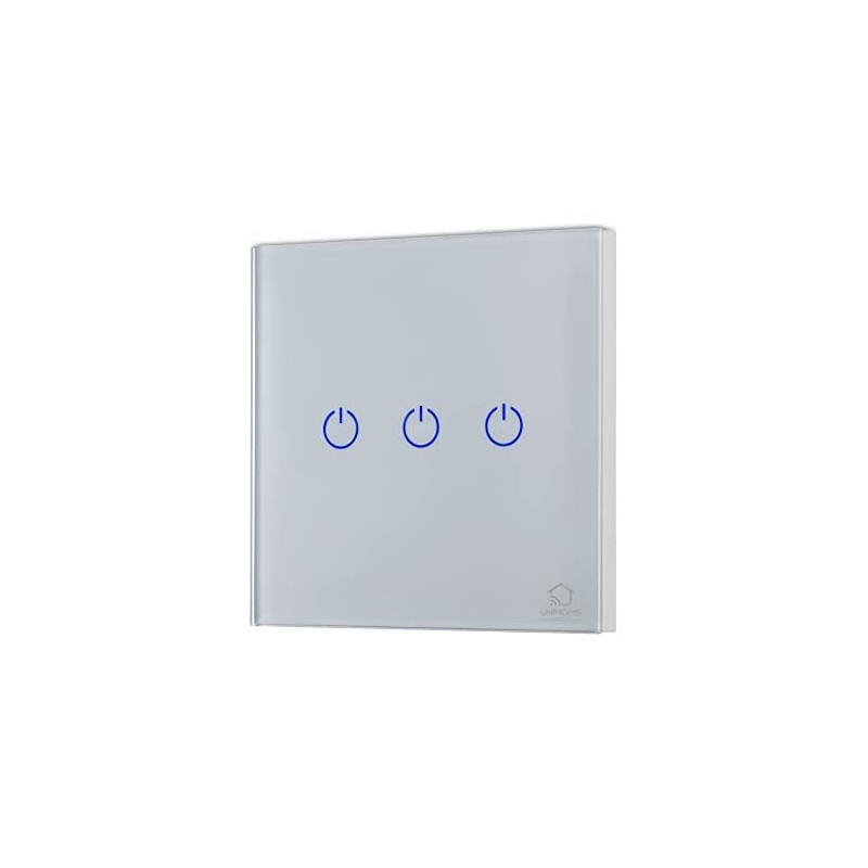 UK PLUS Wifi Touch Wall Switch - 3 Gang Switch, No Neutral Wire Needed, Works With Amazon Alexa, Google Home Assistant And Siri