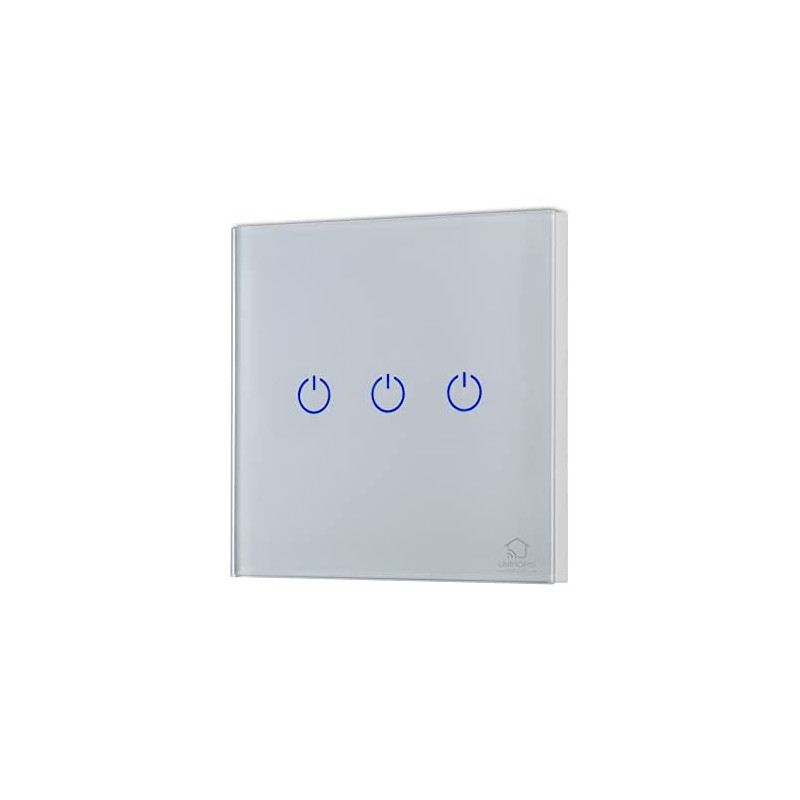 UniHoms Wifi Touch Wall Switch - 3 Gang Switch, No Neutral Wire Needed, Works With Amazon Alexa, Google Home Assistant And Siri (3 Packs)
