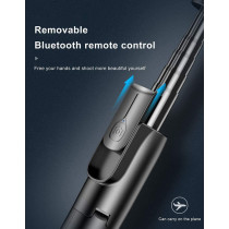UK PLUS Wireless Bluetooth Selfie Stick For Iphone 11 Pro 7 8 For Samsung Galaxy Foldable Handheld Monopod Shutter Remote Tripod (Black)