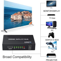 UK PLUS Full Ultra Hd 1080P 2K And 3D Resolutions (1 Input To 4 Outputs) Hdmi Splitter 1X4 Ports Powered V1.4B Video Converter