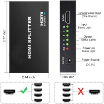 UK PLUS Full Ultra Hd 1080P 2K And 3D Resolutions (1 Input To 4 Outputs) Hdmi Splitter 1X4 Ports Powered V1.4B Video Converter
