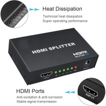 UK PLUS Full Ultra Hd 1080P 2K And 3D Resolutions (1 Input To 4 Outputs) Hdmi Splitter 1X4 Ports Powered V1.4B Video Converter