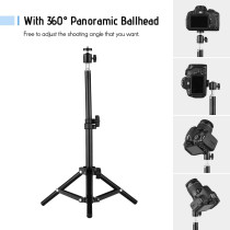UK PLUS Studio Photography Light Tripod Stand Adjustable Aluminum Alloy For Supporting Flash Lights Softbox With Ball Head Cellphone Clamp (50Cm)