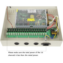 UK PLUS 18 Channel Port 12V Dc 20 Amp Amper With Glass Tube Fuse Distributed Power Supply Box For Cctv Dvr Security System And Camera Or Cameras