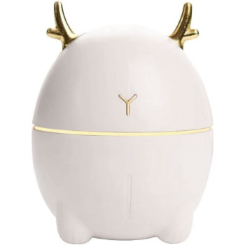 UK PLUS Mini Air Humidifier, Cute Deer-Shaped Portable Humidifier, Aroma Essential Oil Diffuser Mist Maker For Home/Office/Car Use, 200Ml (White)
