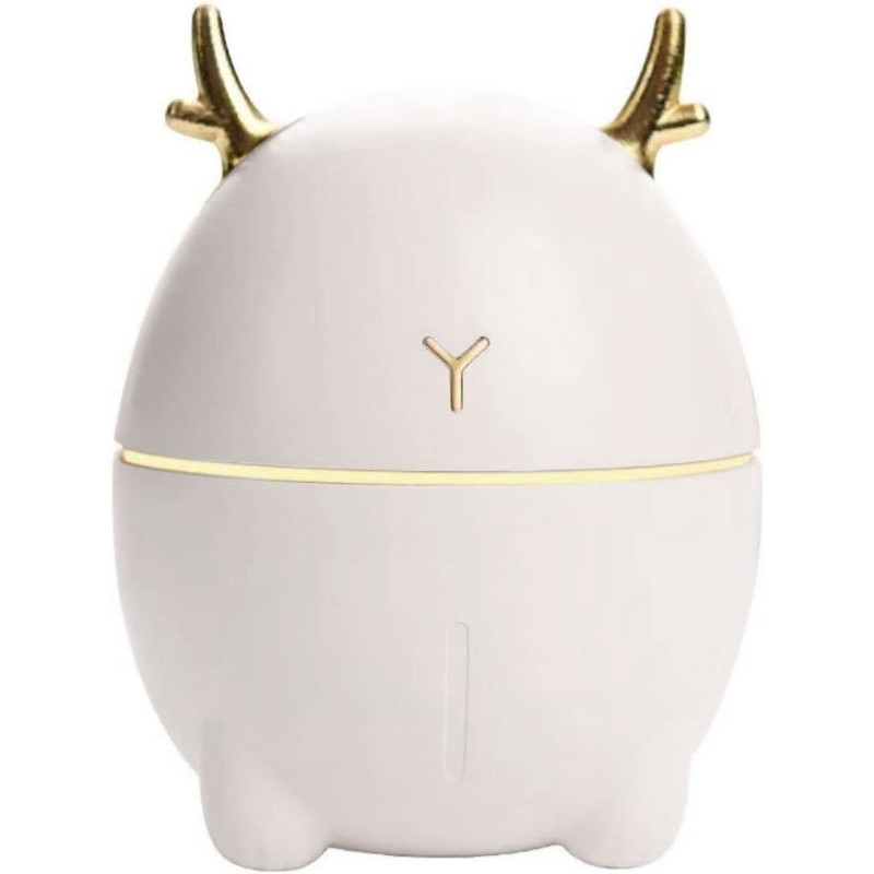 UK PLUS Mini Air Humidifier, Cute Deer-Shaped Portable Humidifier, Aroma Essential Oil Diffuser Mist Maker For Home/Office/Car Use, 200Ml (White)