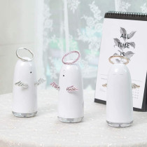 UK PLUS Mini Humidifier 230Ml Portable Hand-Held Usb Humidifier With 4-Hour Auto Shut-Off & Colorful Night Light Mute Humidification Cute Angel Ultrasonic Cool Mist Humidifier (Silver)