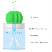 UK PLUS Usb Cool Mist Humidifier With Night Light, Mini Size Cactus Humidifier For Bedroom Home Office Car 280Ml 50Ml/H With Timed Auto Shutdown(Night Light)
